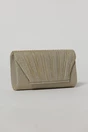 Clutch elegant auriu din lurex si detalii plisate, 1, dyfashion.ro