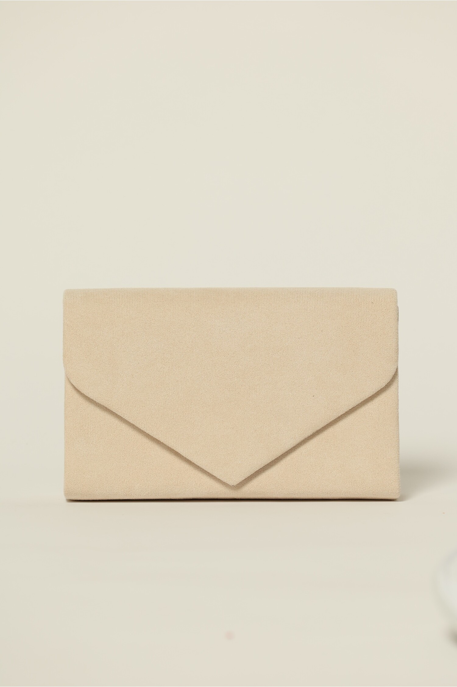 Clutch elegant bej cu textura fina