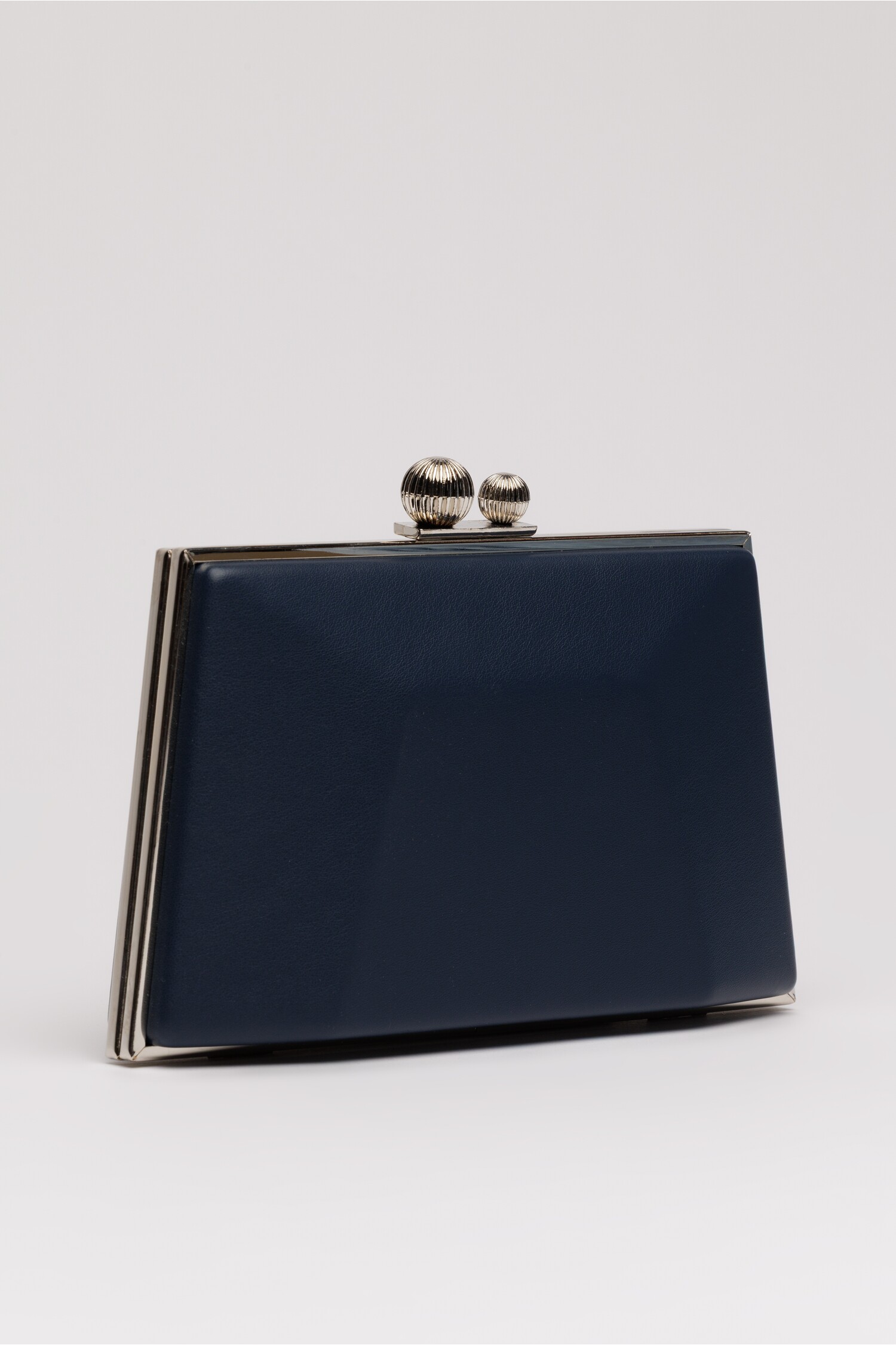 Clutch elegant bleumarin cu rama metalica