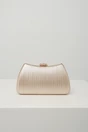 Clutch elegant din fir lurex auriu cu inchidere metalica cu strasuri