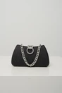 Clutch elegant din fir lurex negru cu inchidere metalica cu strasuri