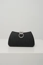 Clutch elegant din fir lurex negru cu inchidere metalica cu strasuri