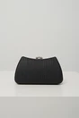 Clutch elegant din fir lurex negru cu inchidere metalica cu strasuri