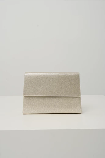 Clutch elegant din glitter auriu cu forma patrata