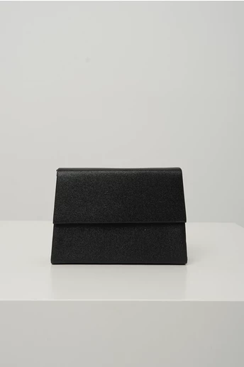 Clutch elegant din glitter negru cu forma patrata