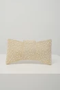 Clutch elegant din perlute metalice auriu in forma de funda