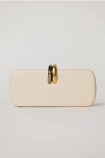 Clutch elegant ivoar cu inchidere metalica dubla