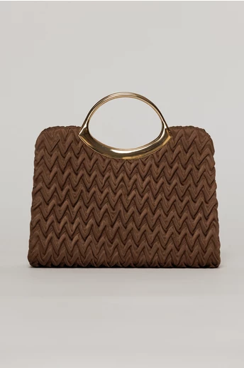 Clutch elegant maro din piele ecologica intoarsa cu design modern