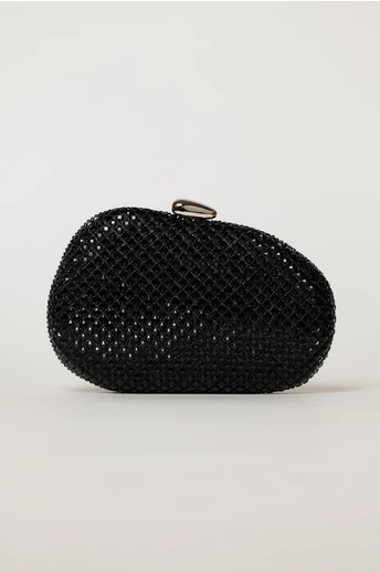 Clutch elegant negru cu cristale stralucitoare