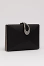 Clutch elegant negru cu design geometric, 1, dyfashion.ro