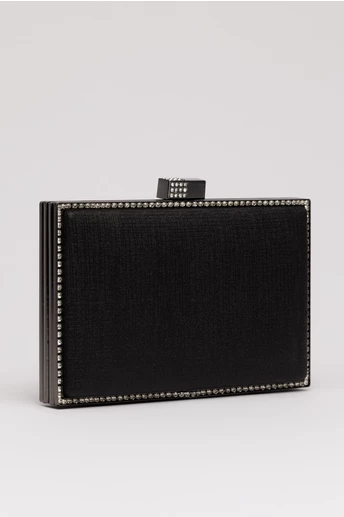 Clutch elegant negru cu pietricele stralucitoare