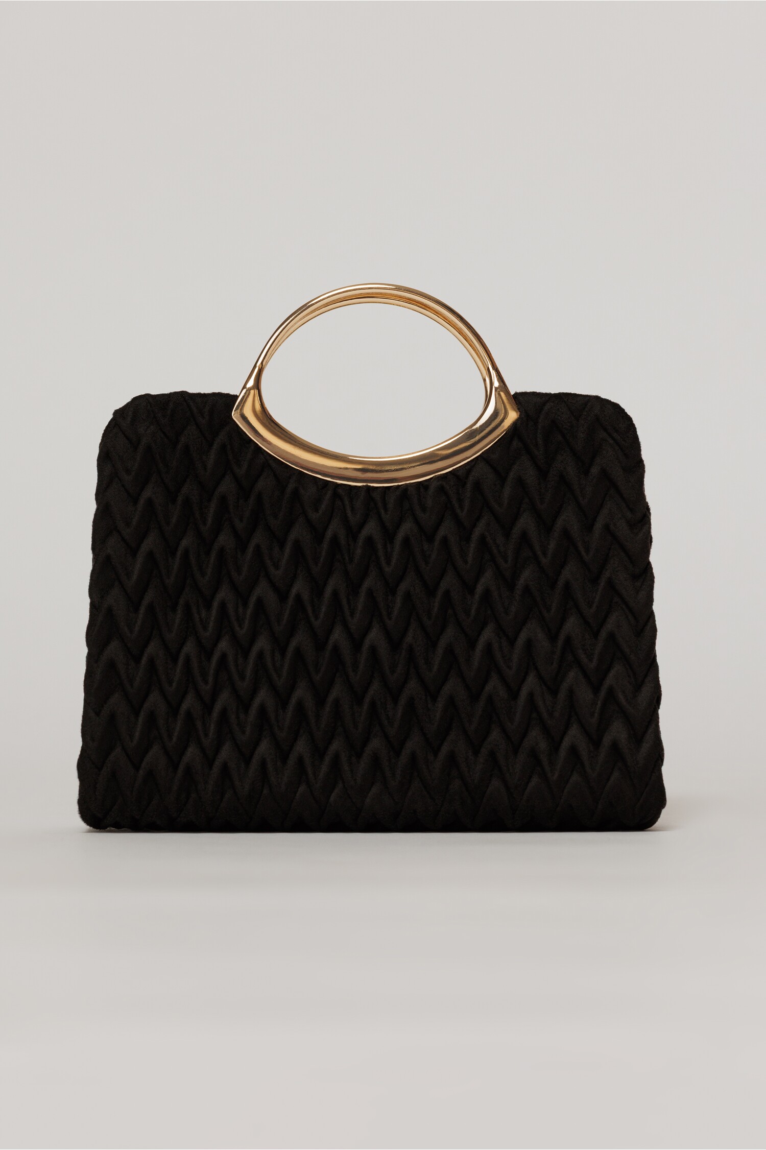 Clutch elegant negru din piele ecologica intoarsa cu design modern