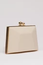 Clutch elegant nude cu rama metalica aurie, 1, dyfashion.ro