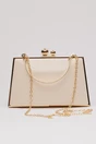 Clutch elegant nude cu rama metalica aurie, 2, dyfashion.ro