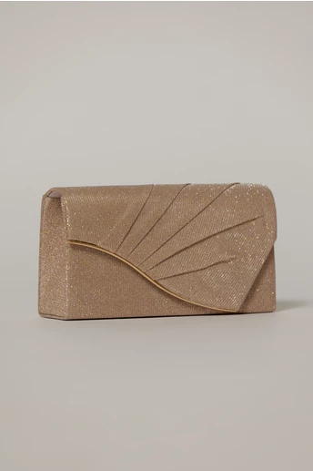 Clutch elegant rose cu pliuri si glitter