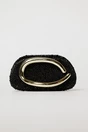 Clutch negru cu design modern stralucitor si maner metalic, 1, dyfashion.ro