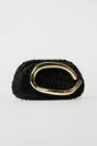 Clutch negru cu design modern stralucitor si maner metalic, 2, dyfashion.ro