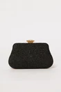 Clutch negru din material textil impletit, 1, dyfashion.ro