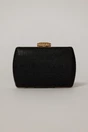 Clutch negru din material textil stralucitor, 1, dyfashion.ro