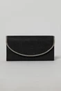 Clutch negru elegant cu clapeta curbata decorata cu strasuri, 1, dyfashion.ro