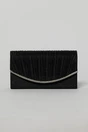 Clutch negru elegant cu clapeta curbata si detalii plisate, 2, dyfashion.ro