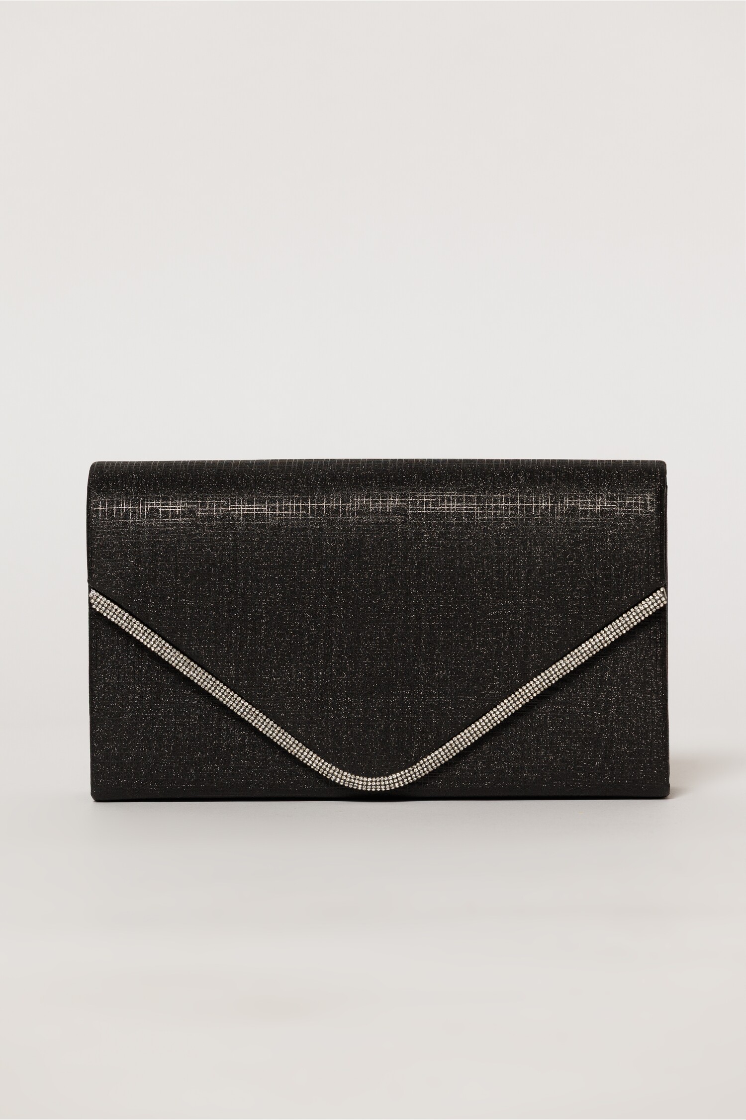 Clutch negru elegant cu clapeta decorata cu strasuri