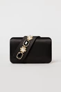 Clutch negru elegant din satin cu aplicatii de perle si cristale, 1, dyfashion.ro