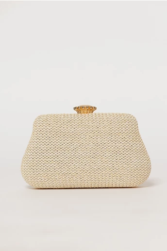 Clutch nude din material textil impletit