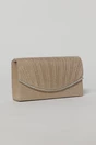 Clutch nude elegant cu clapeta curbata si detalii plisate, 1, dyfashion.ro