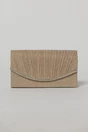 Clutch nude elegant cu clapeta curbata si detalii plisate, 2, dyfashion.ro