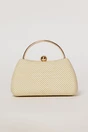 Clutch nude elegant cu maner auriu si design impletit, 1, dyfashion.ro