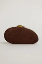 Clutch oval maro din material catifelat, 1, dyfashion.ro