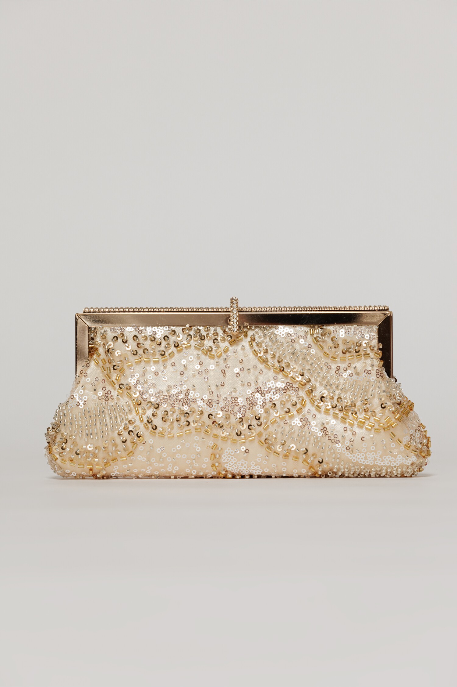 Clutch plic auriu cu paiete si margele