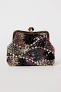 Clutch plic negru cu paiete si margele multicolore, 1, dyfashion.ro
