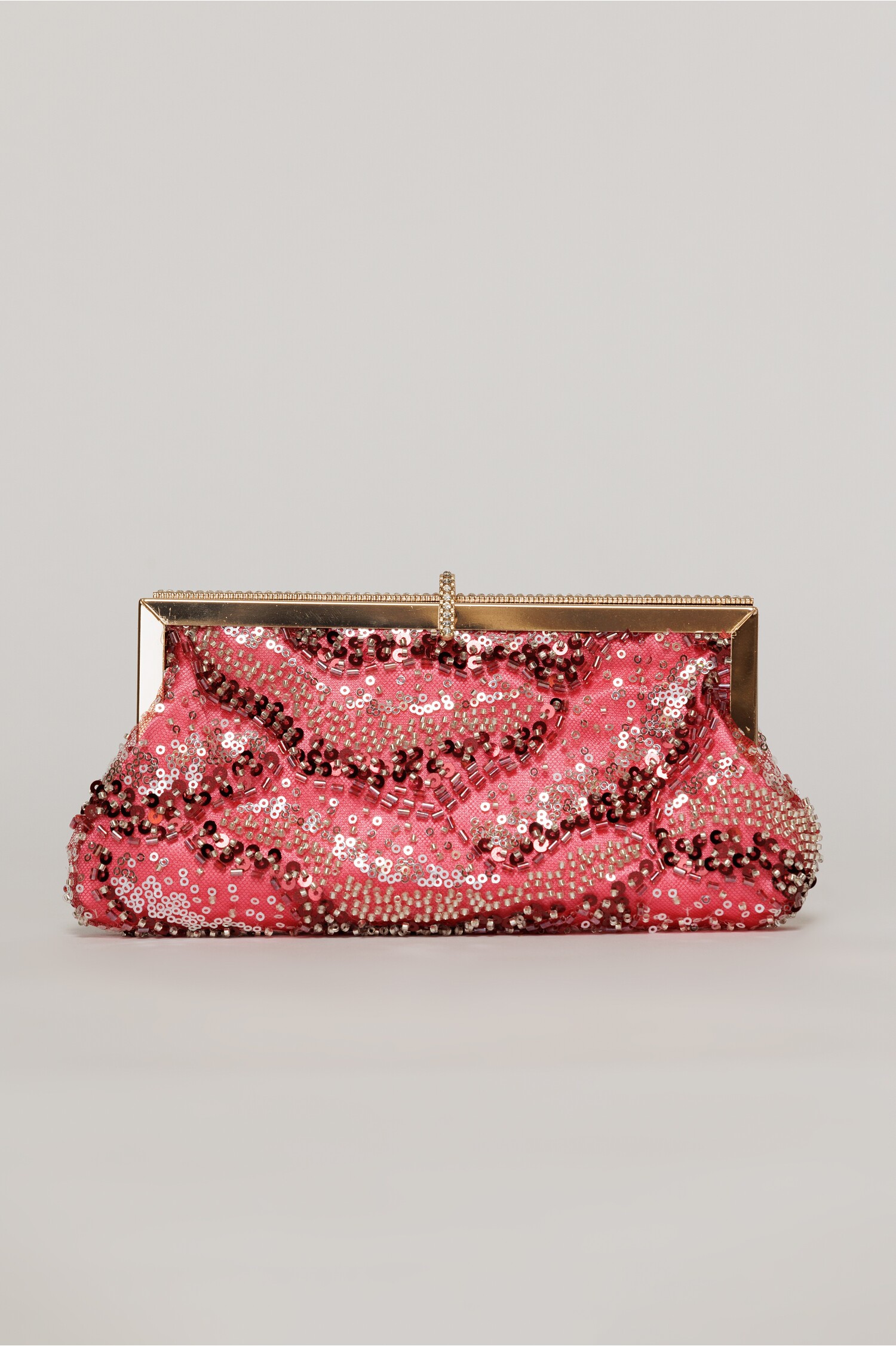 Clutch plic rosu cu paiete si margele