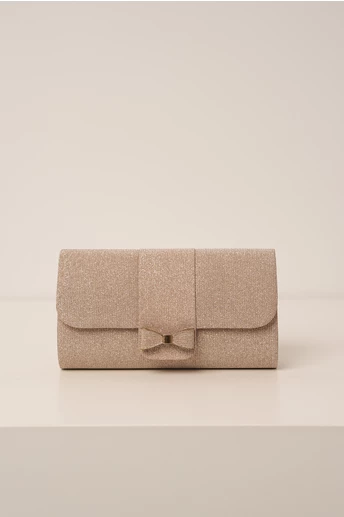 Clutch sampanie cu glitter si funda