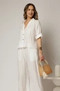 Compleu alb de vara din camasa si pantaloni din viscoza creponata, 3, dyfashion.ro