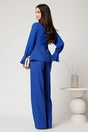Compleu albastru din stofa cu bluza din voal cu peplum si pantaloni lejeri, 2, dyfashion.ro
