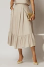 Compleu bej de vara din rayon din fusta si bluza cu aplicatie pe bust, 4, dyfashion.ro