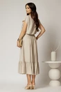 Compleu bej de vara din rayon din fusta si bluza cu aplicatie pe bust, 2, dyfashion.ro