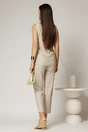 Compleu bej din vascoza cu bluza fara maneci si pantalon lejer, 2, dyfashion.ro