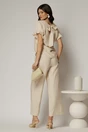 Compleu bej din viscoza cu pantalon si bluza cu maneci lejere, 2, dyfashion.ro