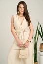 Compleu bej din viscoza cu vesta si pantaloni lejeri, 4, dyfashion.ro
