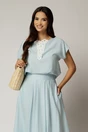 Compleu bleu de vara din rayon din fusta si bluza cu aplicatie pe bust, 3, dyfashion.ro
