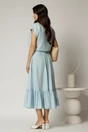 Compleu bleu de vara din rayon din fusta si bluza cu aplicatie pe bust, 2, dyfashion.ro