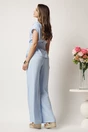 Compleu bleu din doua piese cu pantaloni lejeri si bluza cu decolteu si cordon in talie, 2, dyfashion.ro