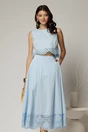 Compleu bleu din poplin format din fusta clos si top scurt, 1, dyfashion.ro