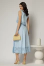 Compleu bleu din poplin format din fusta clos si top scurt, 2, dyfashion.ro