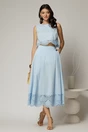 Compleu bleu din poplin format din fusta clos si top scurt, 3, dyfashion.ro