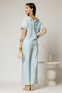 Compleu bleu din viscoza cu pantalon si bluza cu maneci lejere, 2, dyfashion.ro